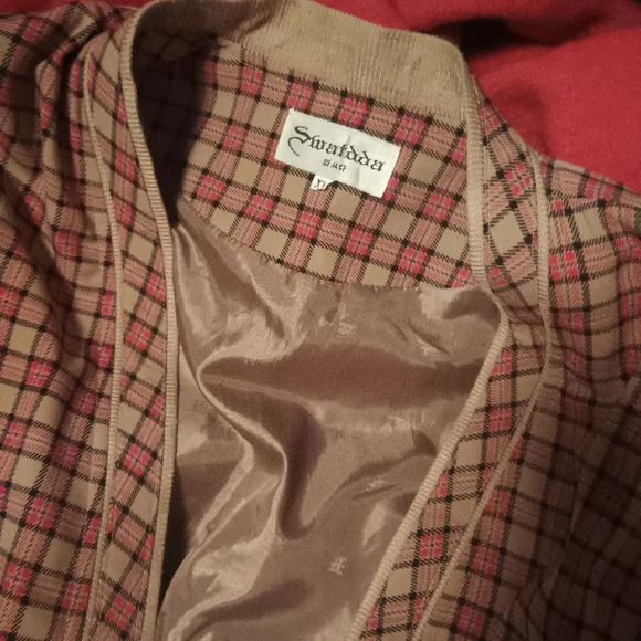 popular plaid varsity cut jacket with buttons - Picture 2 of 9